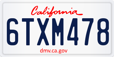 CA license plate 6TXM478