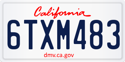 CA license plate 6TXM483