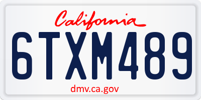 CA license plate 6TXM489