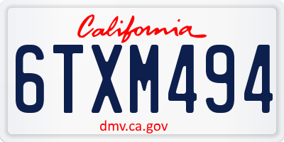 CA license plate 6TXM494