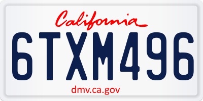 CA license plate 6TXM496