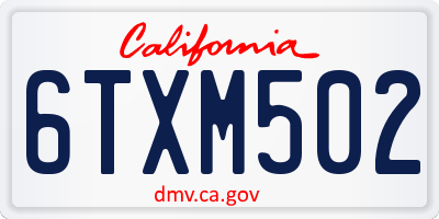 CA license plate 6TXM502