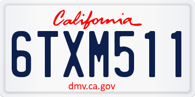 CA license plate 6TXM511