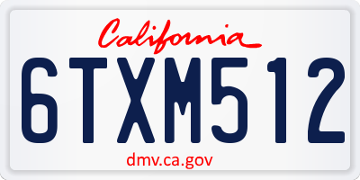 CA license plate 6TXM512