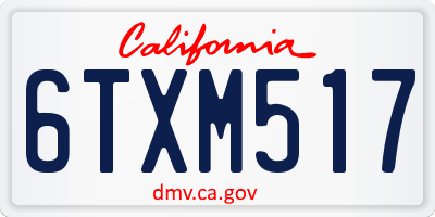 CA license plate 6TXM517