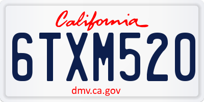 CA license plate 6TXM520