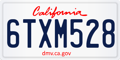 CA license plate 6TXM528