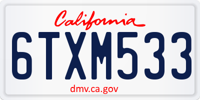 CA license plate 6TXM533