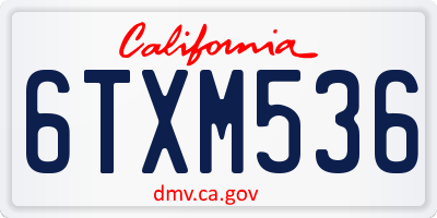 CA license plate 6TXM536