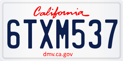 CA license plate 6TXM537