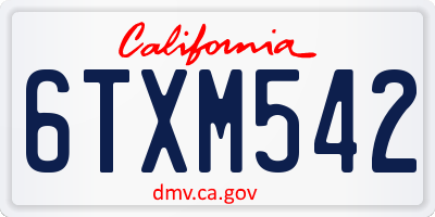CA license plate 6TXM542