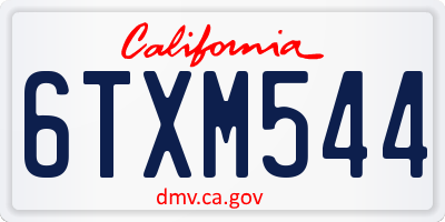 CA license plate 6TXM544