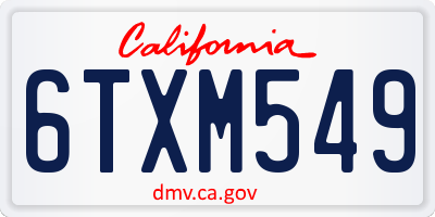 CA license plate 6TXM549