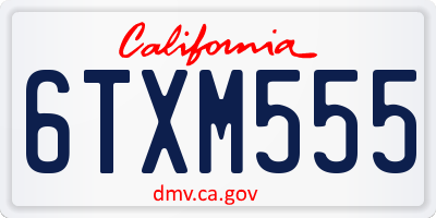 CA license plate 6TXM555