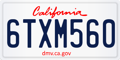 CA license plate 6TXM560
