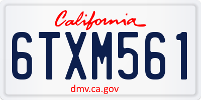 CA license plate 6TXM561