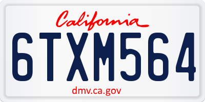 CA license plate 6TXM564
