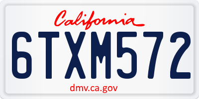 CA license plate 6TXM572