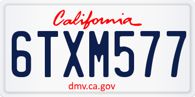 CA license plate 6TXM577