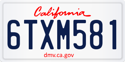 CA license plate 6TXM581