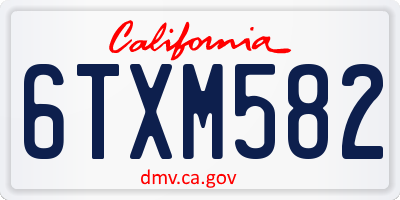 CA license plate 6TXM582