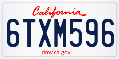 CA license plate 6TXM596