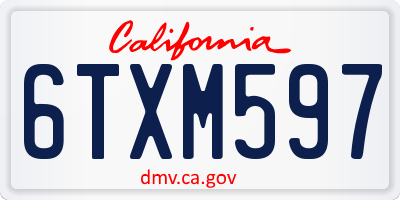 CA license plate 6TXM597