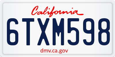 CA license plate 6TXM598