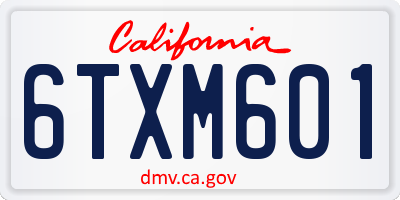 CA license plate 6TXM601