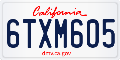 CA license plate 6TXM605