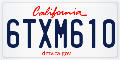 CA license plate 6TXM610