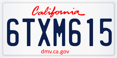CA license plate 6TXM615