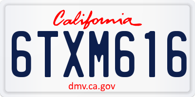 CA license plate 6TXM616
