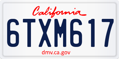 CA license plate 6TXM617
