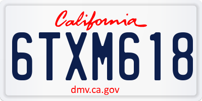 CA license plate 6TXM618