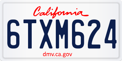 CA license plate 6TXM624