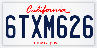 CA license plate 6TXM626