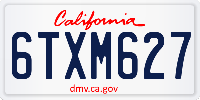 CA license plate 6TXM627