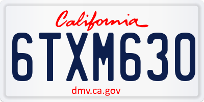 CA license plate 6TXM630