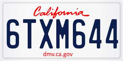 CA license plate 6TXM644