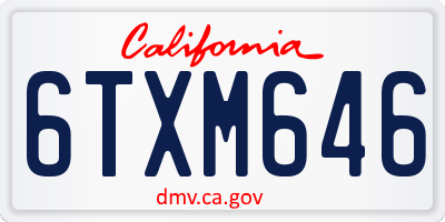 CA license plate 6TXM646