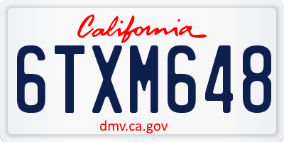 CA license plate 6TXM648