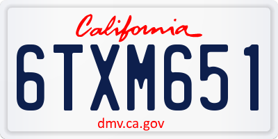 CA license plate 6TXM651