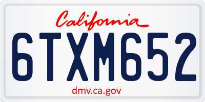 CA license plate 6TXM652