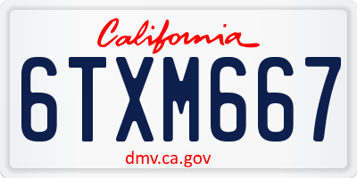 CA license plate 6TXM667