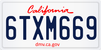 CA license plate 6TXM669