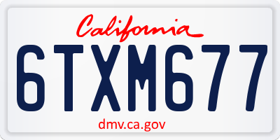 CA license plate 6TXM677