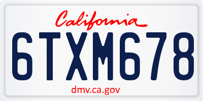 CA license plate 6TXM678