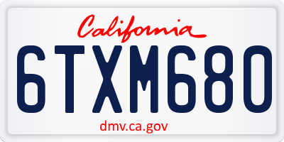 CA license plate 6TXM680