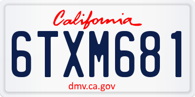 CA license plate 6TXM681